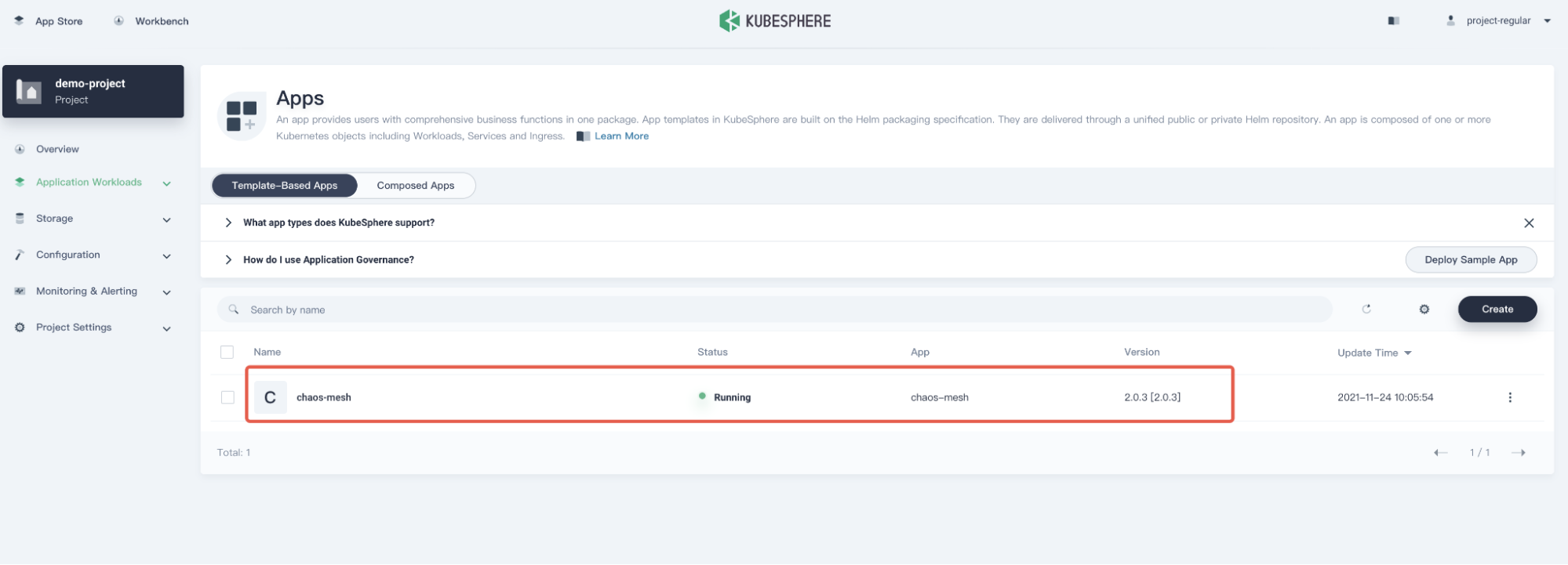 Chaos Mesh déployé