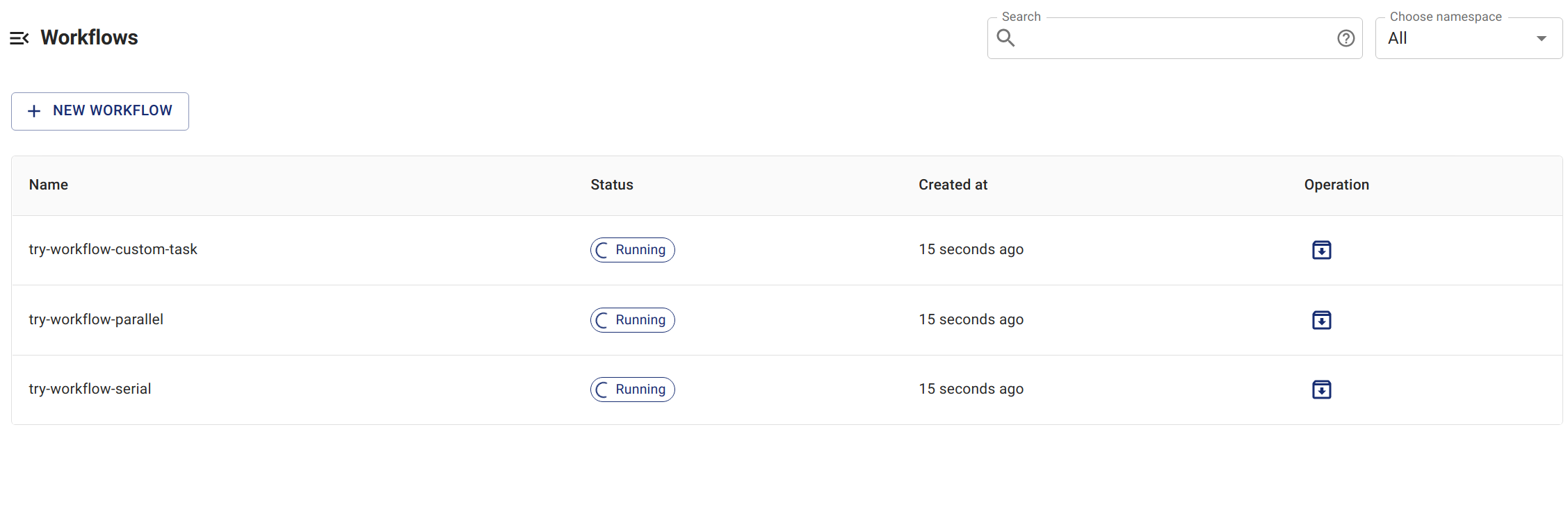 在控制台上列出工作流