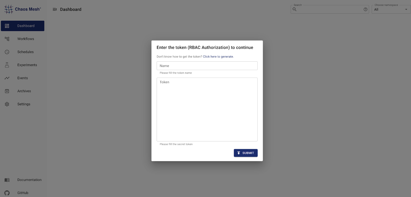 登录 Chaos 控制台
